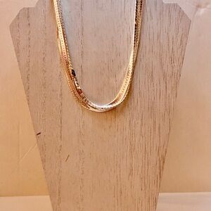 Beautiful Vintage 3 Herringbone Silver Plated Necklaces 18” Lot# 385